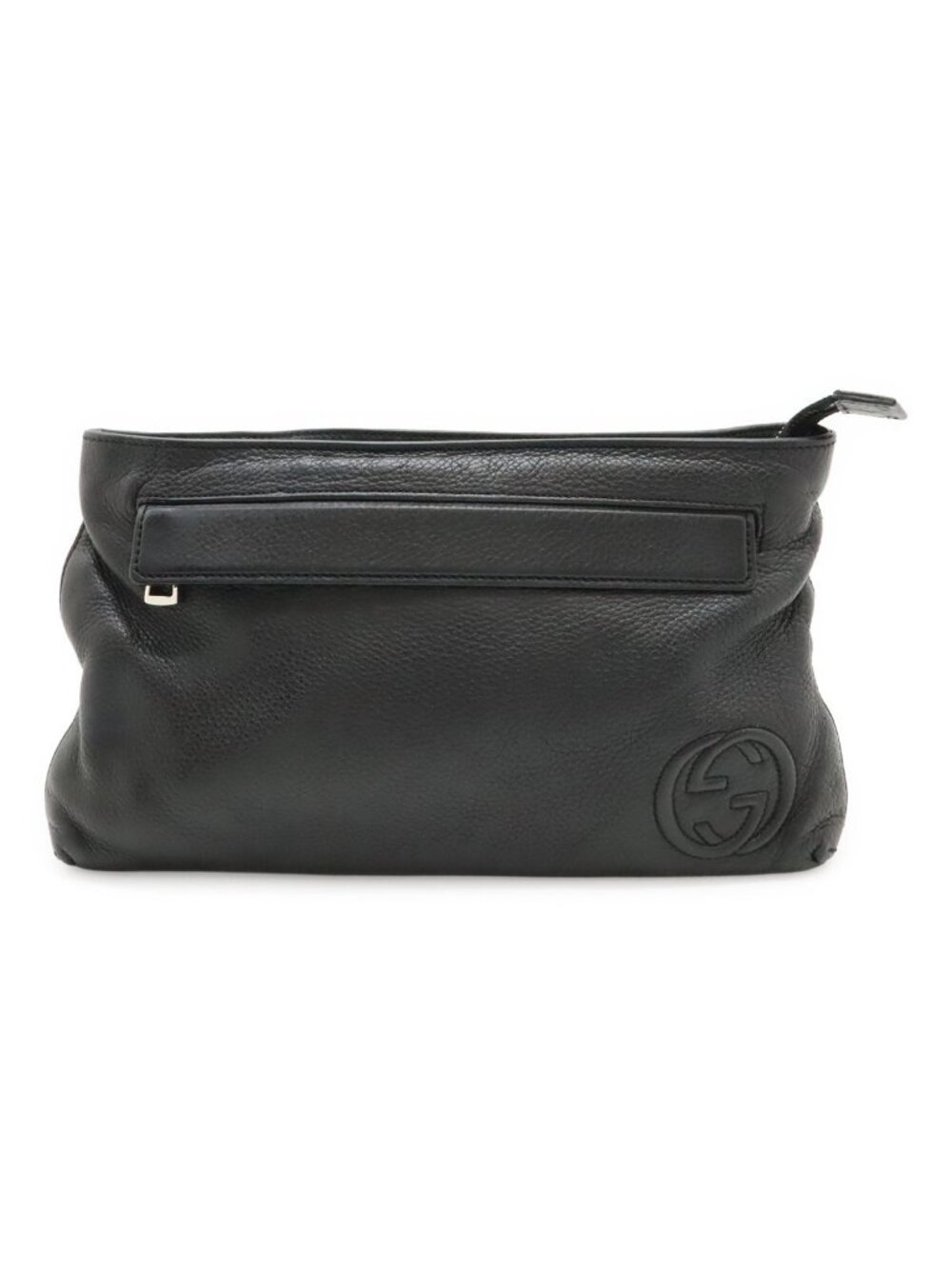 Gucci Soho Interlocking Logo Belt Bag Leather Black Silver - Picture 1 of 9